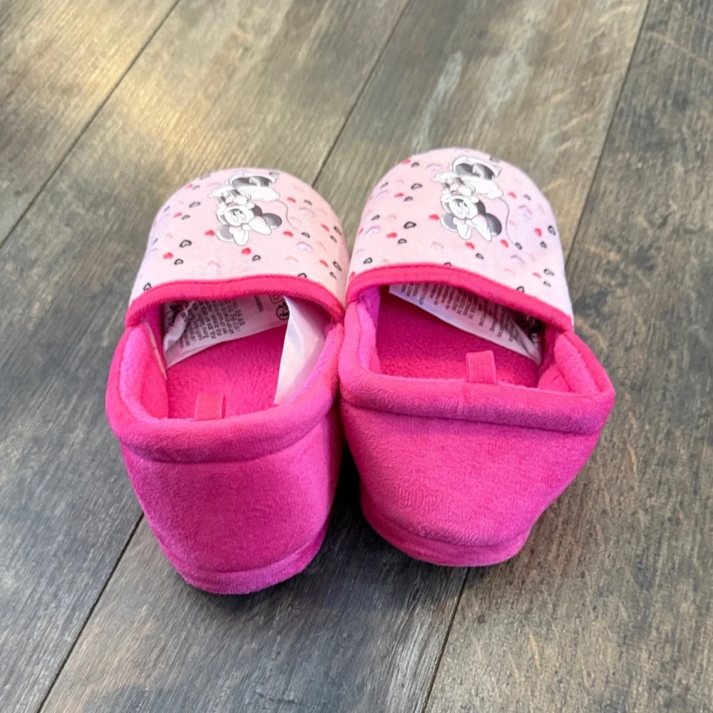 Disney Kids Pink Heart Minnie Mouse Slippers